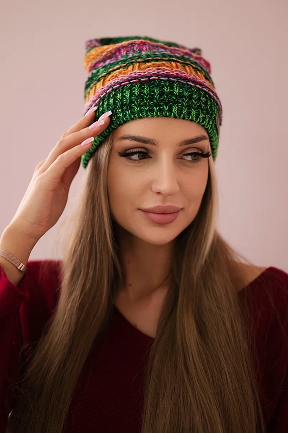 Cap with fleece Patrycja K254 purple+green neon