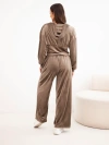 Women's velour viscose set with a short sweatshirt and wide trousers fango