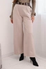 Women's elegant trousers with a belt and wide leg beige