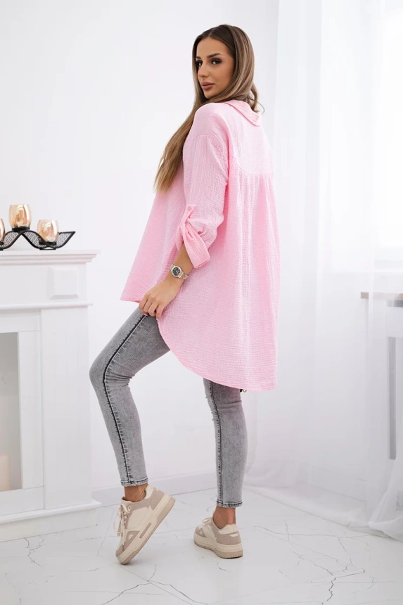 Cotton muslin shirt light pink