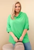 Bluzka damska Plus Size z bawełną o luźnym kroju z dekoltem wodnym jasno zielona