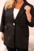 Damska Plus Size pikowana striukė su apykakle ir mygtuku juoda