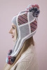 Women's long eared cap Eunika K322 grey+red