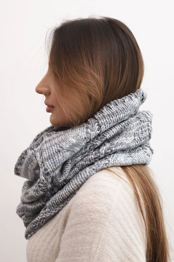 Damen-Wollschal weich winterlich KN25 grau+graphit