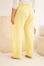 Dámské bavlněné kalhoty Plus Size s gumou v pase žluté