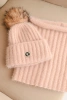 Women's winter set with pompom and cowl light powder pink
