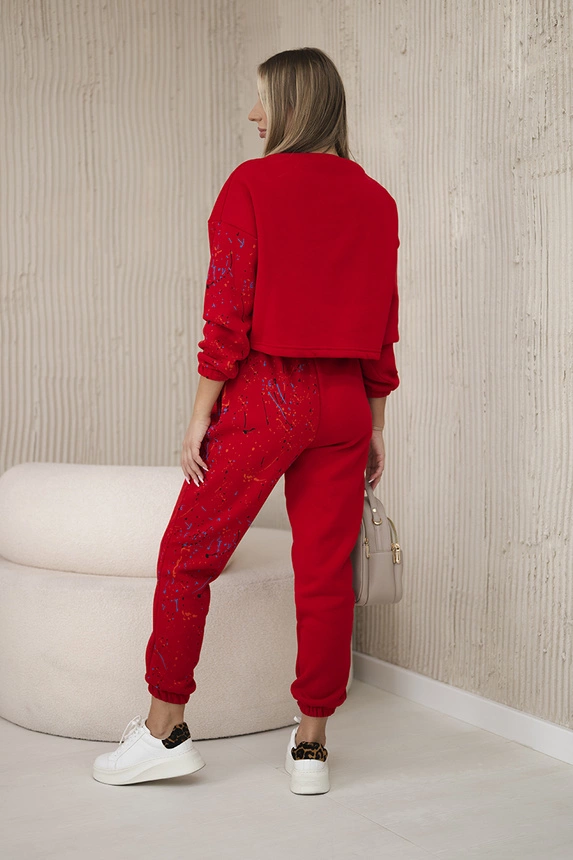 Insulated set with a colorful print red