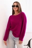 Sweterek damska z wiskozy z długim rękawem i okrągłym dekoltem ciemny fioletowy