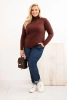 Women's viscose Plus Size sweater with a classic cut turtleneck brown