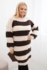 Dámska svetrova sukňa Plus Size pruhovaná camelová