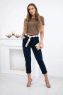 Punto trousers with belt navy blue