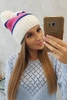 Kinga moteriška kepuraitė K297 balta+šviesiai rausva+šviesiai rožinė
