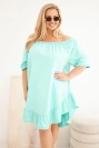 Dámské plus size bavlněné šaty s volánem mátová