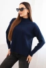 Women's loose-fit viscose sweater with a mock turtleneck navy