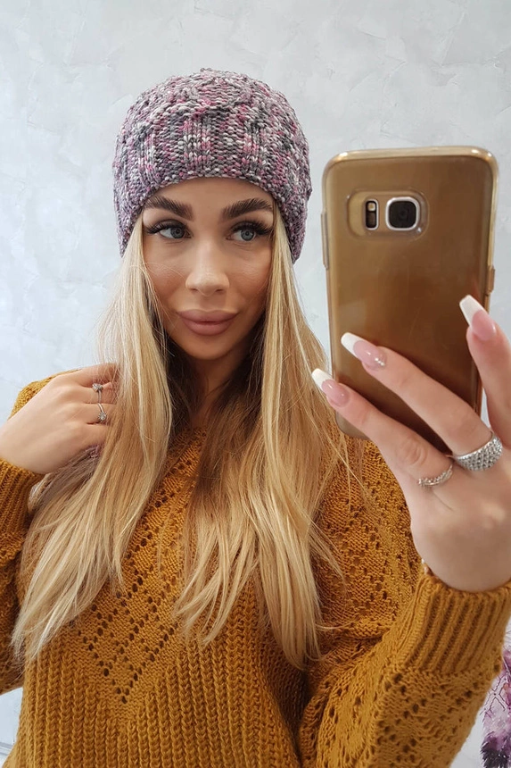 Čiapka s otočením nahor Eliza K205 tmavo ružová + grafit