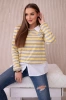 Striped cotton blouse with collar yellow+grey