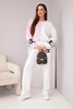 Women's tracksuit set Masełko two-color with oversized hoodie and straight pants powder pink+white