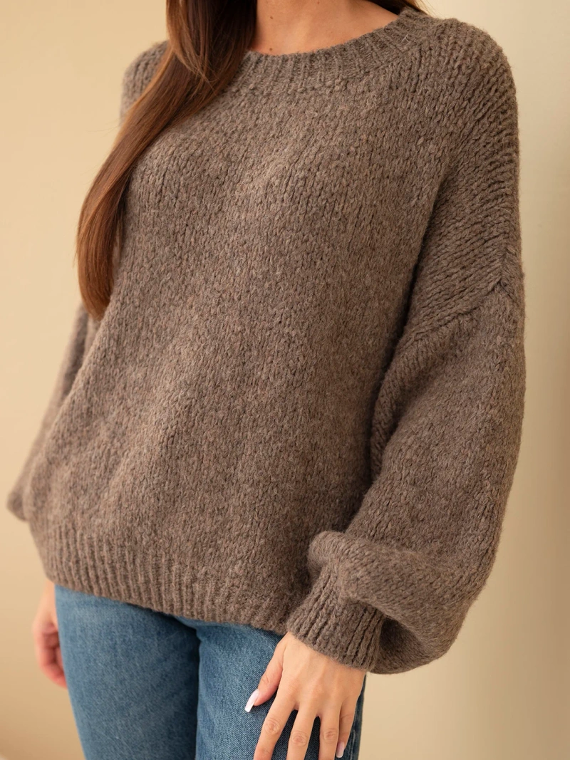 Women's oversized sweater with a round neckline and ribbing fango