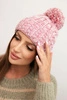 Women's winter hat with a pompom made of wool K424 light pink