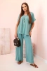 Set with necklace blouse + pants dark mint
