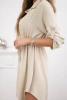 Dress with button closure and tie at the waist dark beige