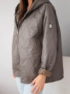Quilted women's jacket with a hood cappuccino