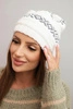 Women's winter hat with pattern and wool K425 white