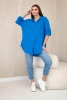 Cotton muslin shirt oversize turquoise