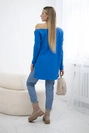 Bedruckte Bluse mit längerem Rücken, kornblumenblau