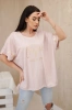 Plus size steamed cotton blouse powder pink