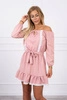 Off-the-shoulder dress and lace powder pink