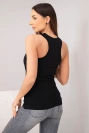 Moteriška palaidinė su petnešomis iš medvilnės su apvaliu iškirpimu juoda