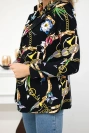 Printed cotton jacket with a button black+camel