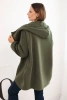 Damenpullover mit Kapuze und asymmetrischem Reißverschluss khaki