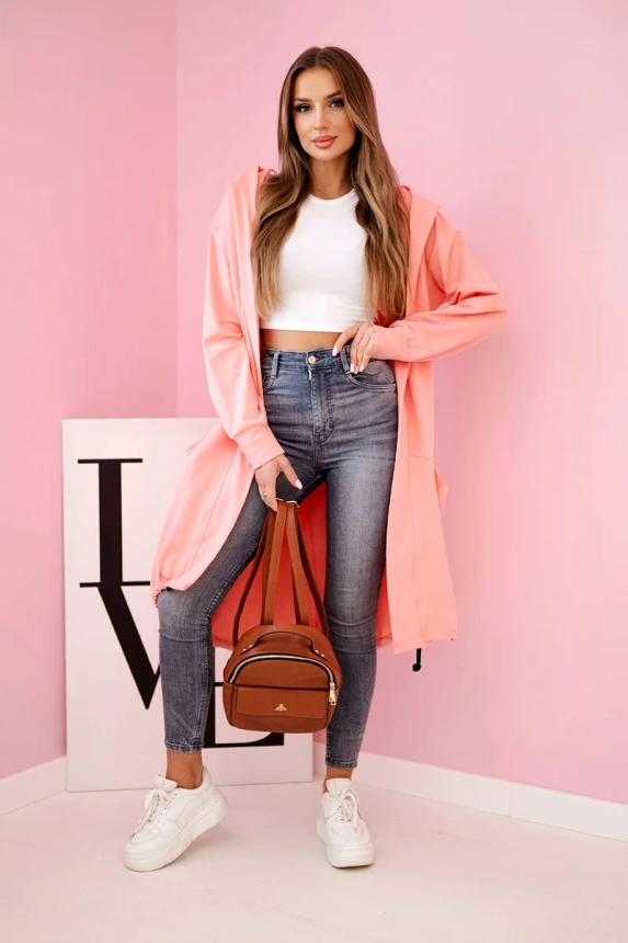 Cape with a hood oversize apricot