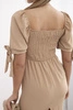 Dress ruffled at the back with tied sleeves Camel