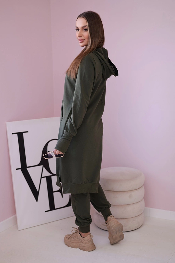 Sweatshirt-Set mit längerer Seite khaki