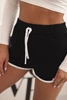 Damen Baumwollshorts mit elastischem Bund und sportlichem Besatz schwarz