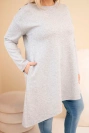 Damenkleid Plus Size aus Viskose mit lockerer Passform und langen Ärmeln grau