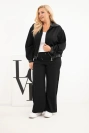 Plus Size women's set with a zip-up sweatshirt and wide pants black