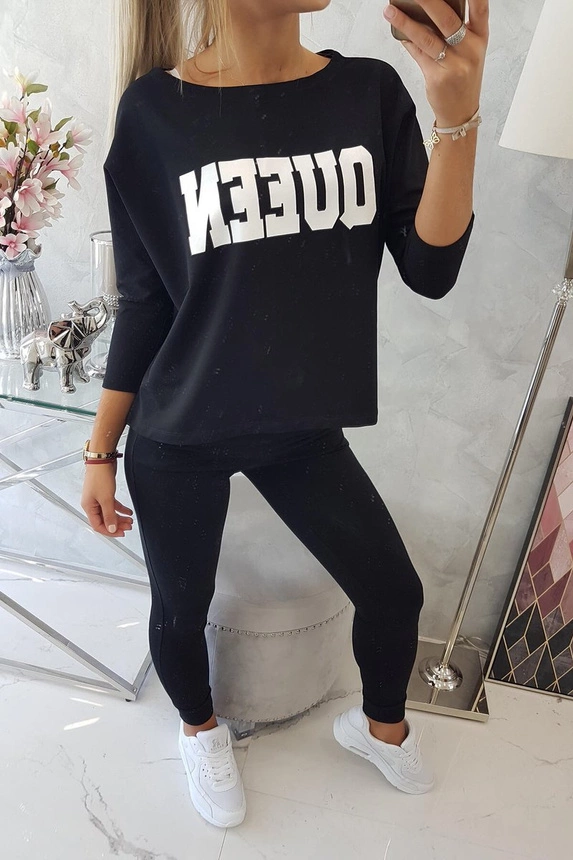 Bedrucktes Set Queen schwarz