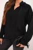 Women's viscose blouse with a V-neck and tie at the sleeves black
