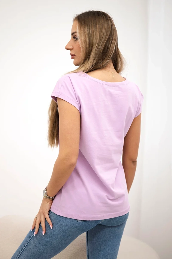 Blouse with lips print purple