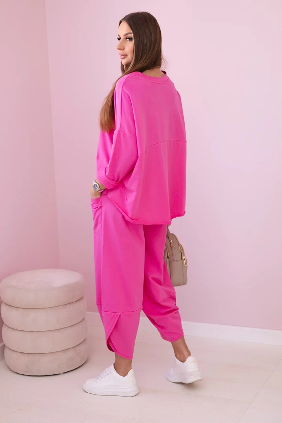 Cotton sweatshirt pants set pink
