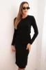 Women's cotton set ribbed blouse and pencil skirt black