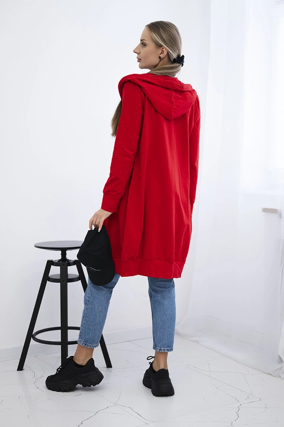 Hooded dress with a hood red