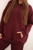 Women's warm cotton tracksuit with a hood burgundy