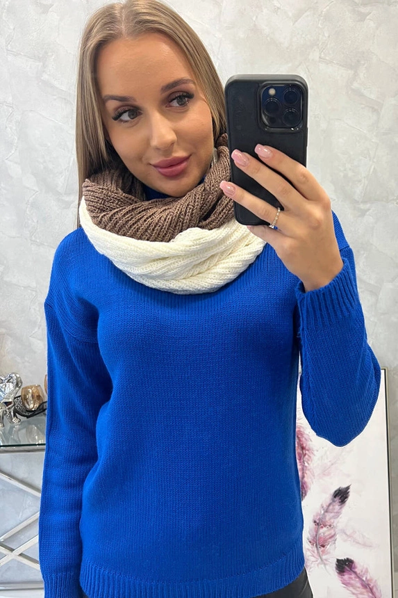 KN14 Moteriška dvispalvė skarelė mocca+ecru