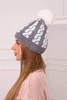 Cap with a pompom Rozalia K323 white+grey