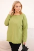 Asymmetrical Plus Size women's blouse with long sleeves olive